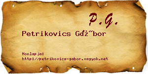 Petrikovics Gábor névjegykártya